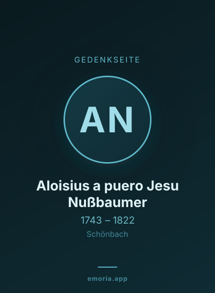 Gedenkportrait von Aloisius a puero Jesu Nußbaumer