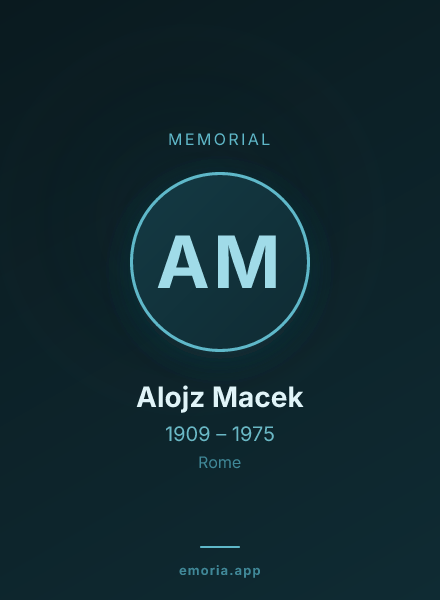 Memorial portrait of Alojz Macek