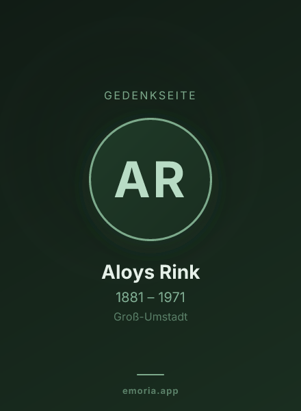 Gedenkportrait von Aloys Rink