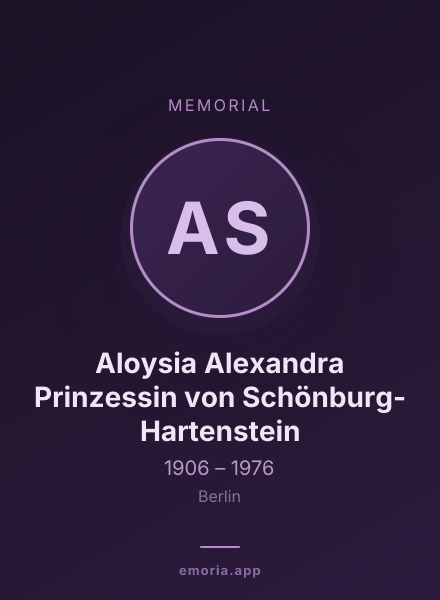 Memorial portrait of Aloysia Alexandra Prinzessin von Schönburg-Hartenstein