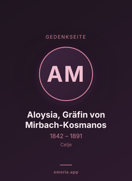 Gedenkportrait von Aloysia, Gräfin von Mirbach-Kosmanos