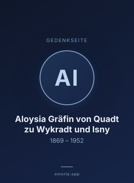 Gedenkportrait von Aloysia Gräfin von Quadt zu Wykradt und Isny