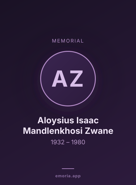 Memorial portrait of Aloysius Isaac Mandlenkhosi Zwane