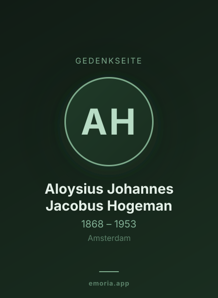 Gedenkportrait von Aloysius Johannes Jacobus Hogeman