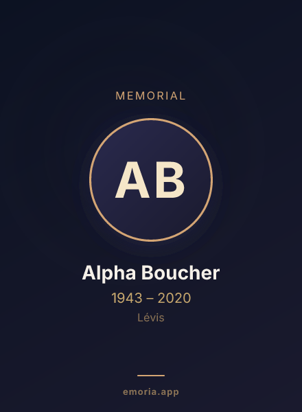 Memorial portrait of Alpha Boucher