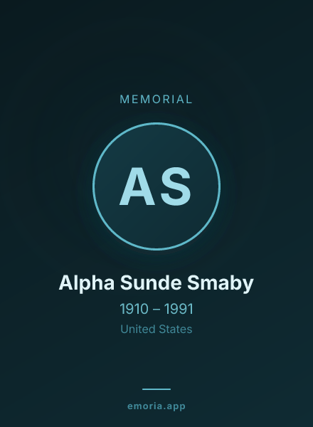 Memorial portrait of Alpha Sunde Smaby