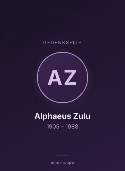 Gedenkportrait von Alphaeus Zulu