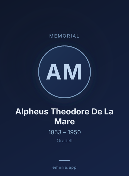 Memorial portrait of Alpheus Theodore De La Mare