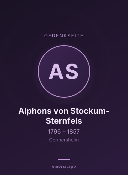 Gedenkportrait von Alphons von Stockum-Sternfels