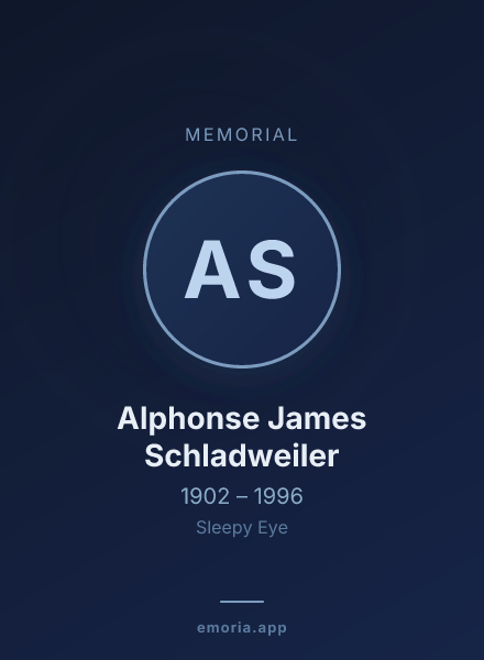 Memorial portrait of Alphonse James Schladweiler