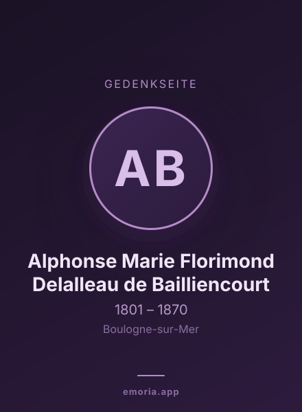 Gedenkportrait von Alphonse Marie Florimond Delalleau de Bailliencourt