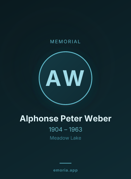 Memorial portrait of Alphonse Peter Weber