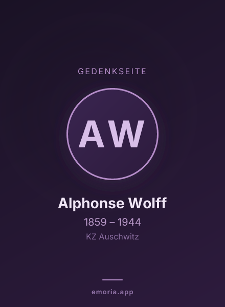Gedenkportrait von Alphonse Wolff