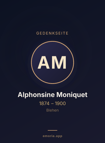 Gedenkportrait von Alphonsine Moniquet