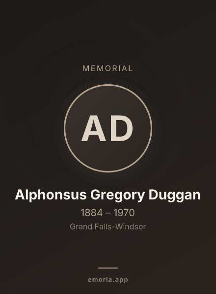 Memorial portrait of Alphonsus Gregory Duggan