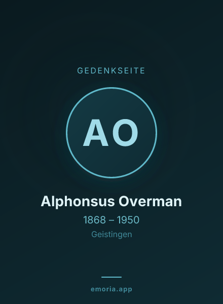 Gedenkportrait von Alphonsus Overman
