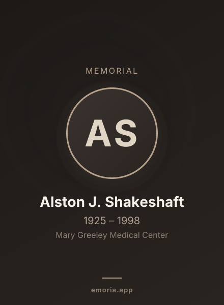 Memorial portrait of Alston J. Shakeshaft
