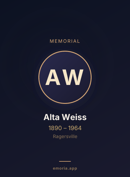 Memorial portrait of Alta Weiss
