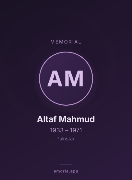 Memorial portrait of Altaf Mahmud