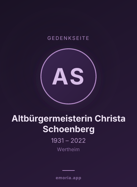 Gedenkportrait von Altbürgermeisterin Christa Schoenberg