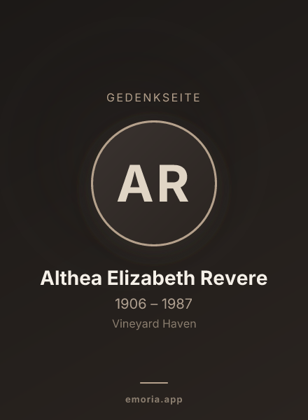 Gedenkportrait von Althea Elizabeth Revere