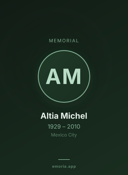 Memorial portrait of Altia Michel