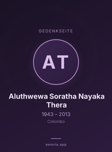 Gedenkportrait von Aluthwewa Soratha Nayaka Thera