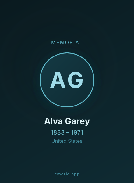 Memorial portrait of Alva Garey