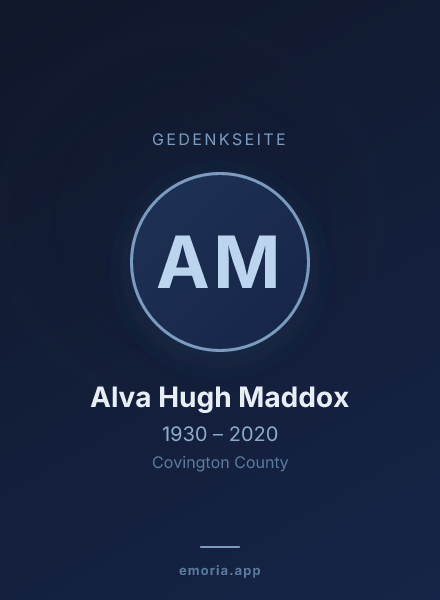 Gedenkportrait von Alva Hugh Maddox
