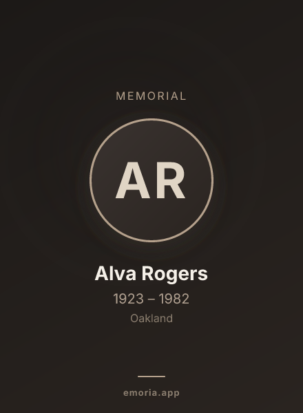 Memorial portrait of Alva Rogers