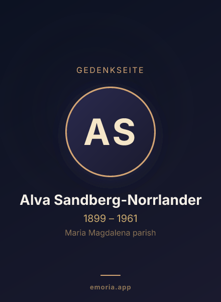 Gedenkportrait von Alva Sandberg-Norrlander