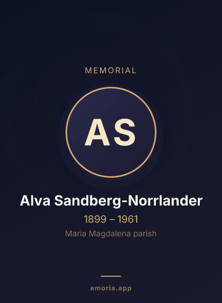 Memorial portrait of Alva Sandberg-Norrlander