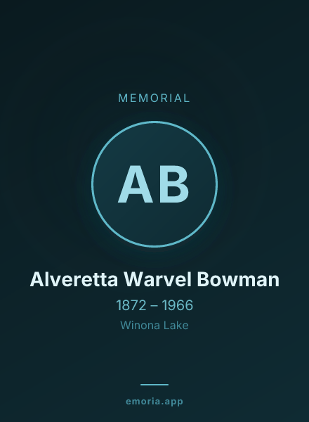 Memorial portrait of Alveretta Warvel Bowman
