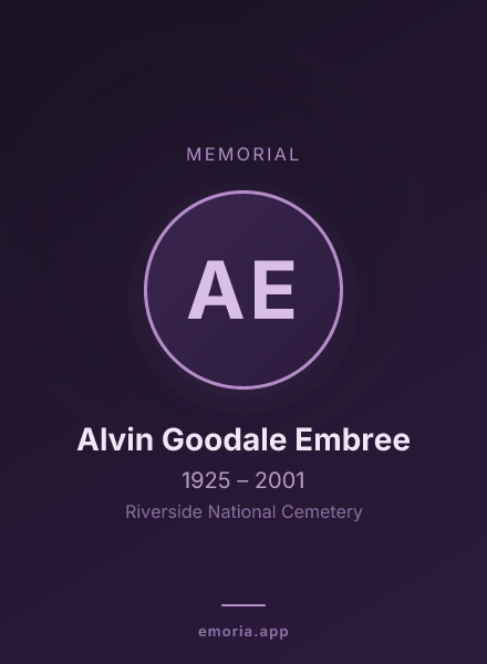 Memorial portrait of Alvin Goodale Embree