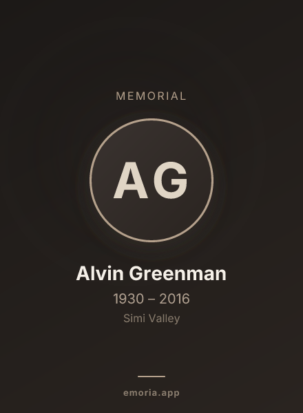 Memorial portrait of Alvin Greenman