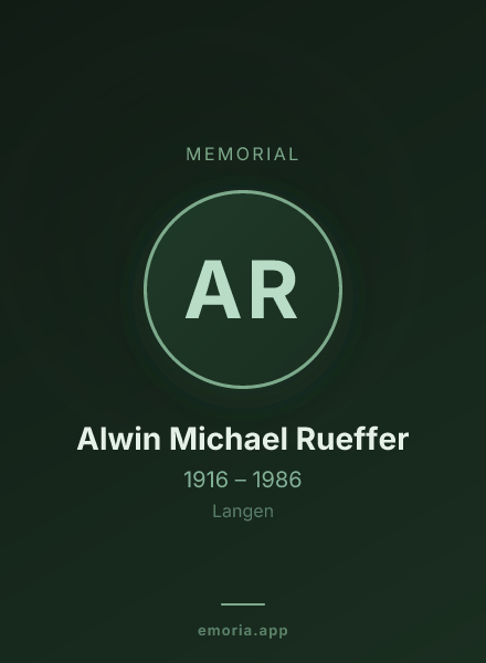 Memorial portrait of Alwin Michael Rueffer