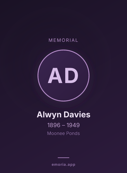 Memorial portrait of Alwyn Davies