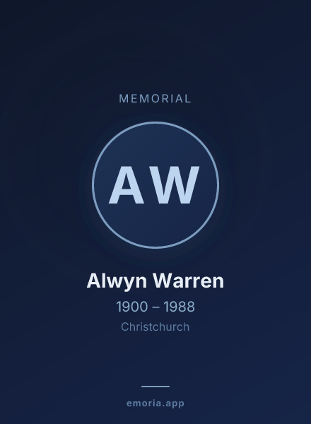 Memorial portrait of Alwyn Warren