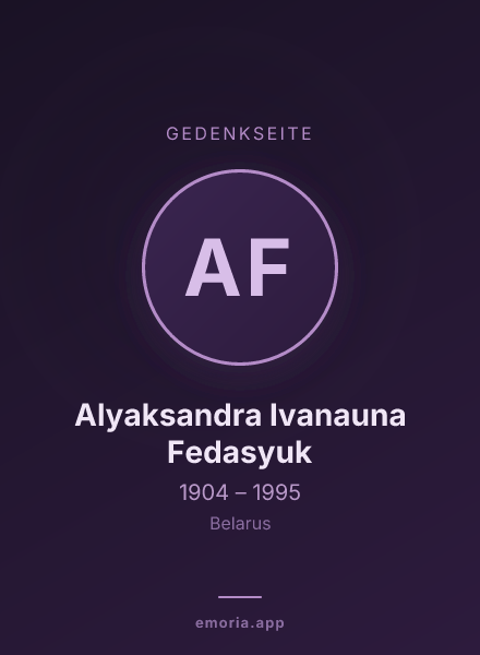 Gedenkportrait von Alyaksandra Ivanauna Fedasyuk