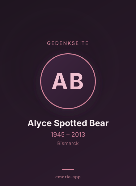 Gedenkportrait von Alyce Spotted Bear