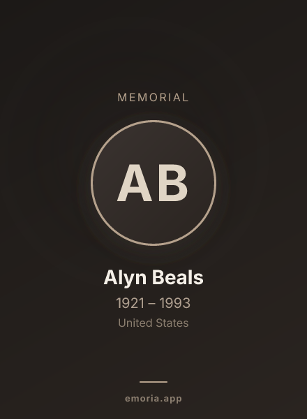 Memorial portrait of Alyn Beals