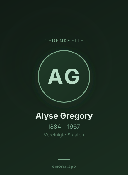 Gedenkportrait von Alyse Gregory