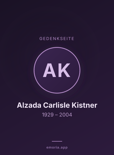 Gedenkportrait von Alzada Carlisle Kistner