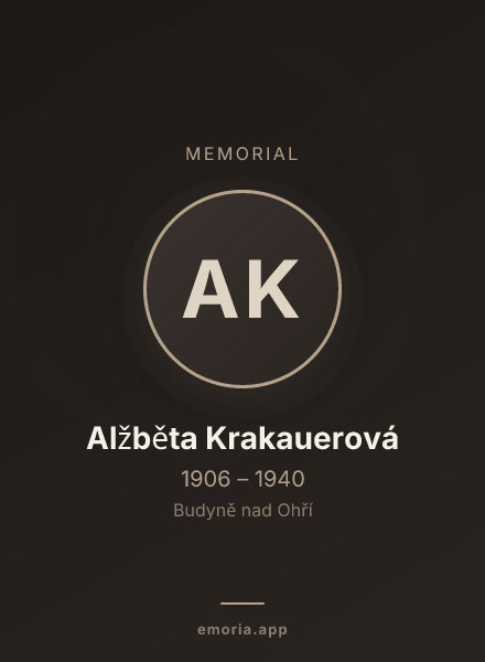 Memorial portrait of Alžběta Krakauerová