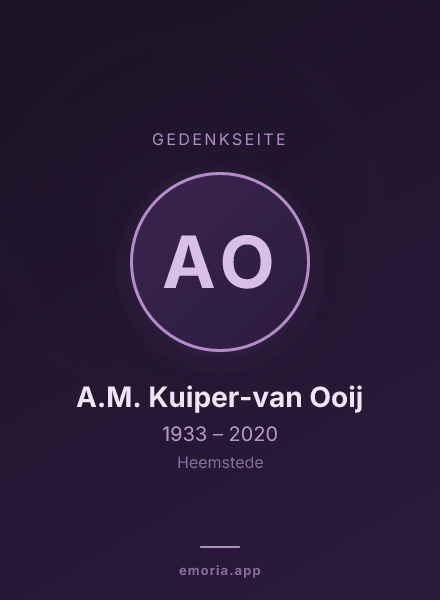 Gedenkportrait von A.M. Kuiper-van Ooij