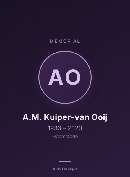 Memorial portrait of A.M. Kuiper-van Ooij