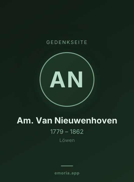 Gedenkportrait von Am. Van Nieuwenhoven