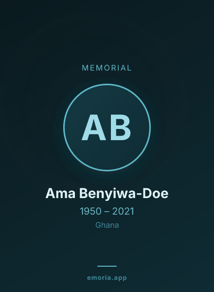 Memorial portrait of Ama Benyiwa-Doe