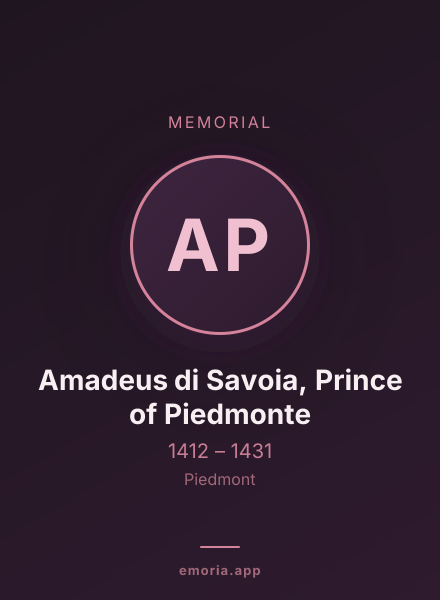Memorial portrait of Amadeus di Savoia, Prince of Piedmonte