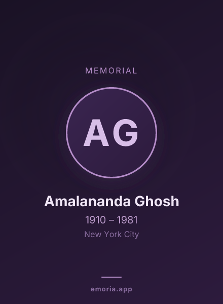 Memorial portrait of Amalananda Ghosh